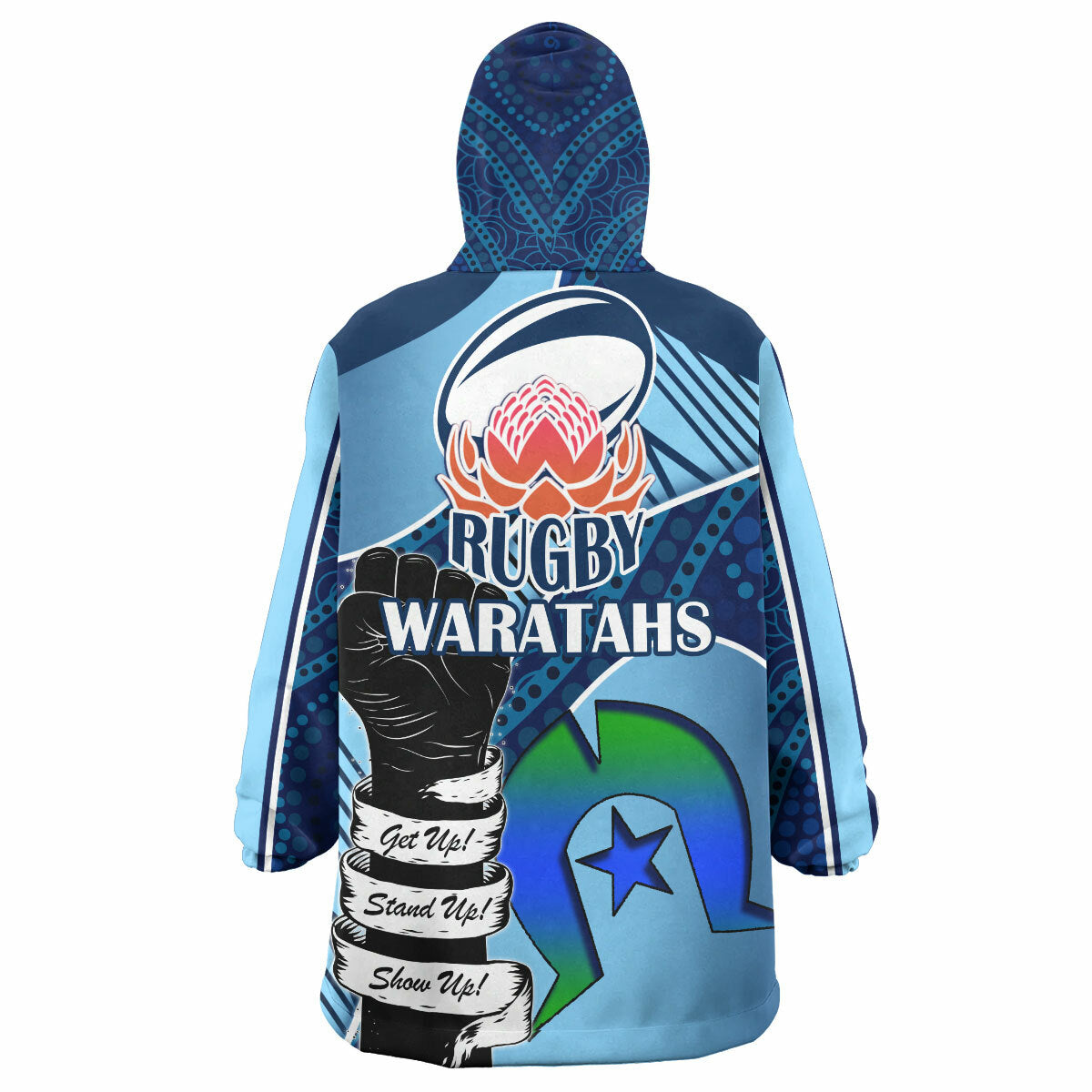 Waratahs Rugby Snug Hoodie - Custom Naidoc Week Rugby Ball Logo Wearable Blanket Hoodie RLT14 - Vibe Hoodie Shop