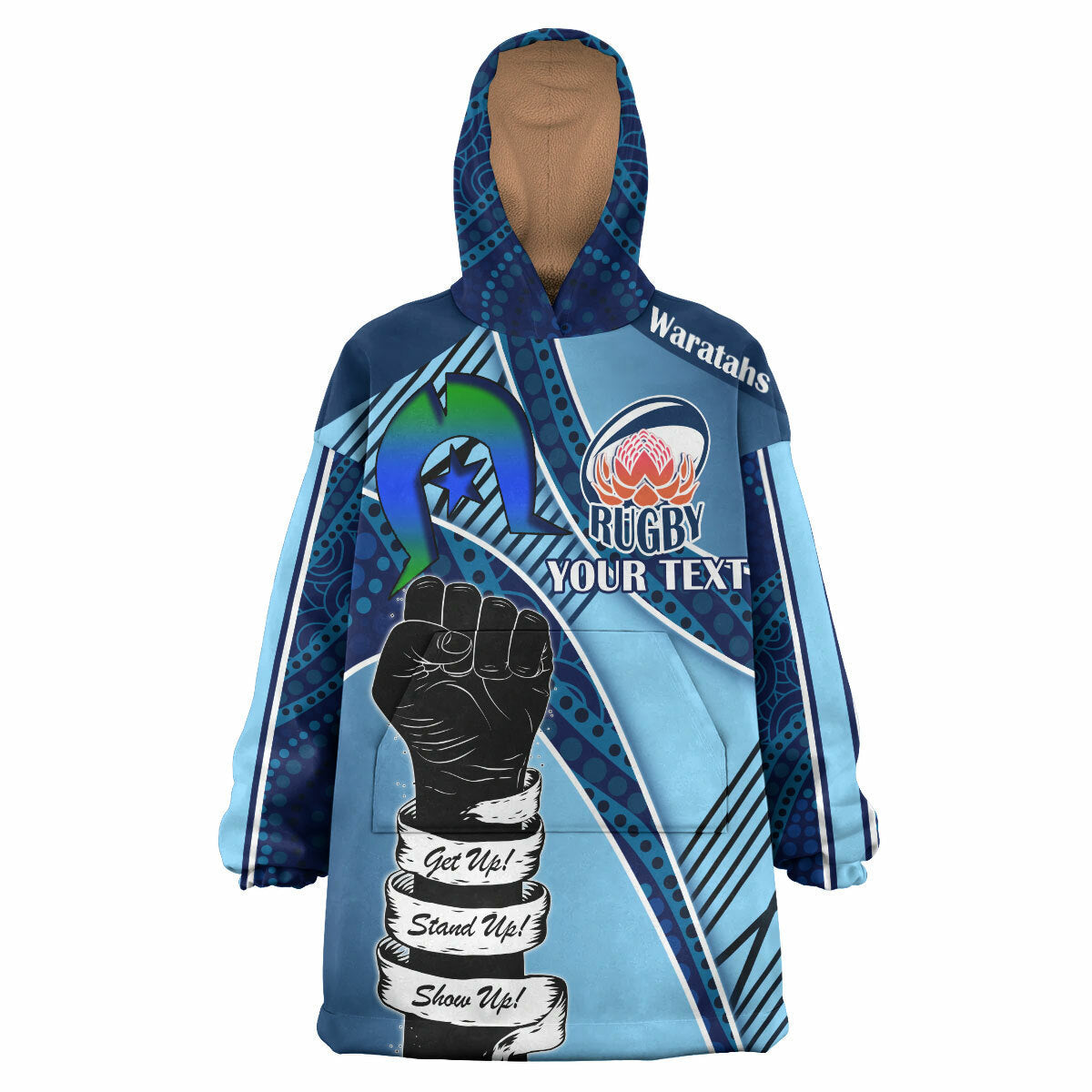 Waratahs Rugby Snug Hoodie - Custom Naidoc Week Rugby Ball Logo Wearable Blanket Hoodie RLT14 - Vibe Hoodie Shop