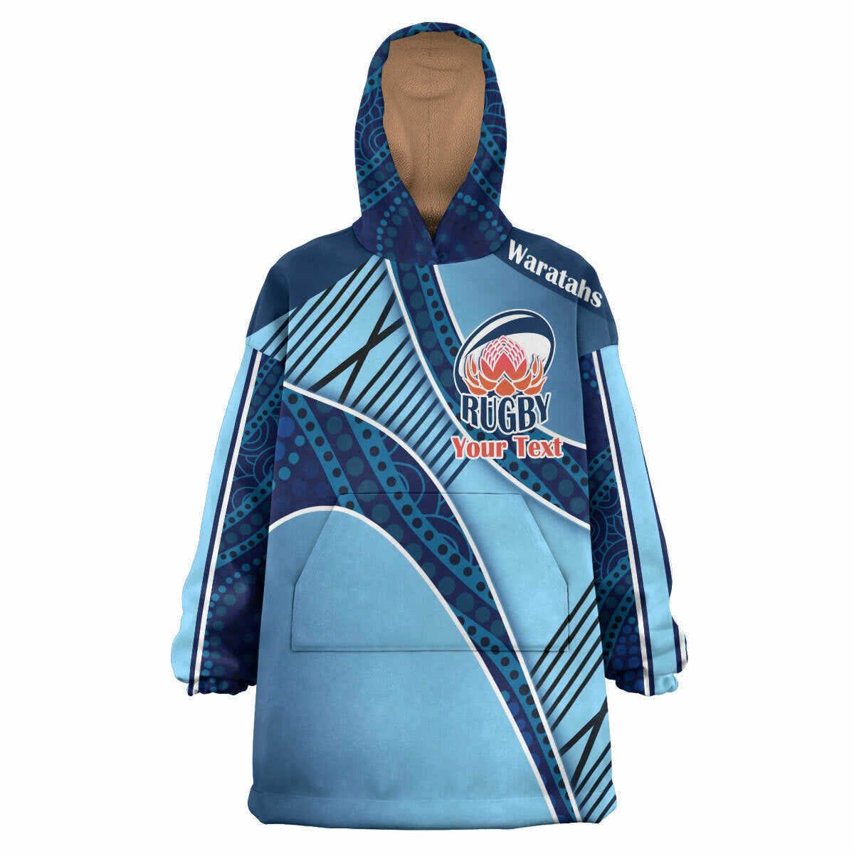 Waratahs Rugby Snug Hoodie - Custom Rugby Ball Logo Wearable Blanket Hoodie RLT14 - Vibe Hoodie Shop