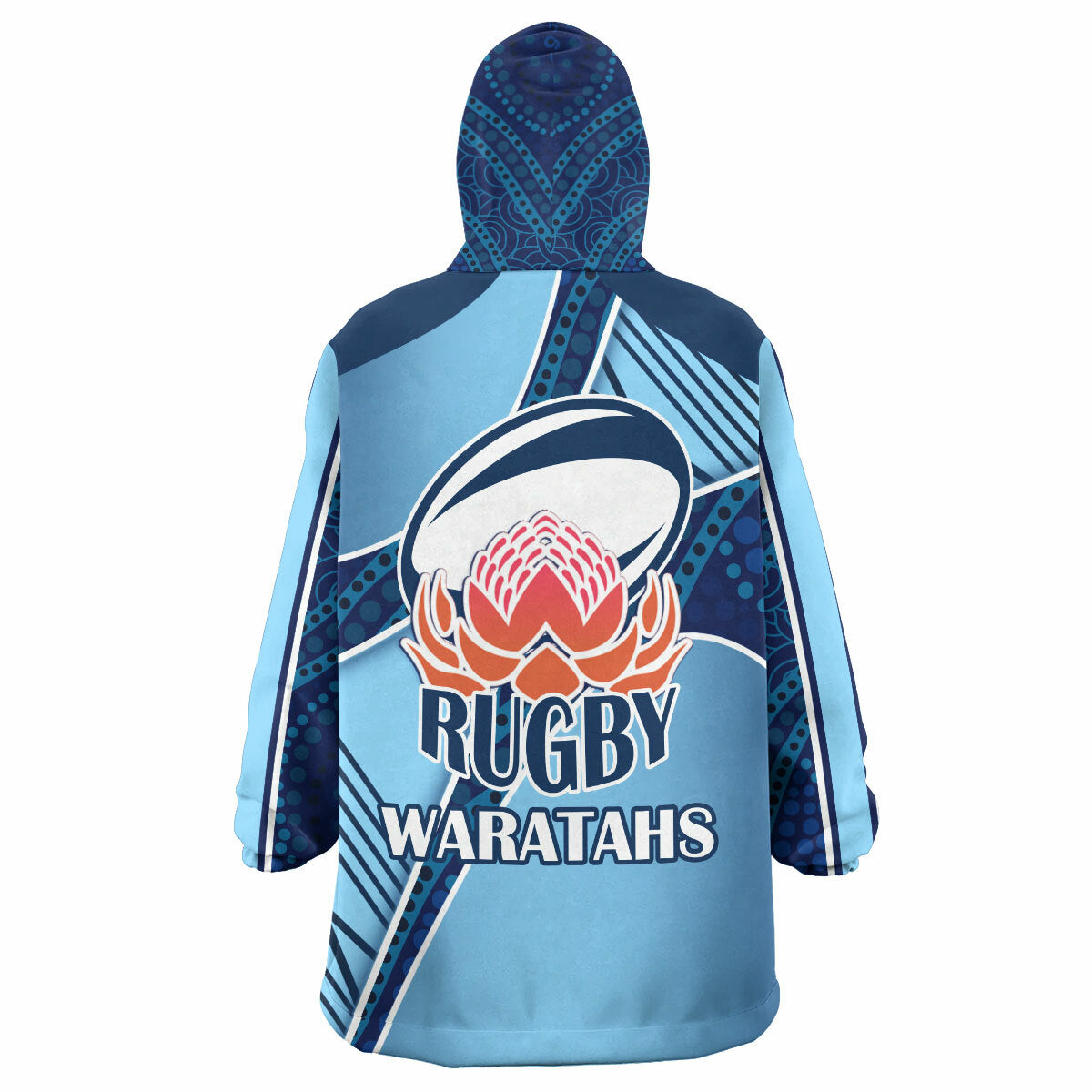 Waratahs Rugby Snug Hoodie - Custom Rugby Ball Logo Wearable Blanket Hoodie RLT14 - Vibe Hoodie Shop