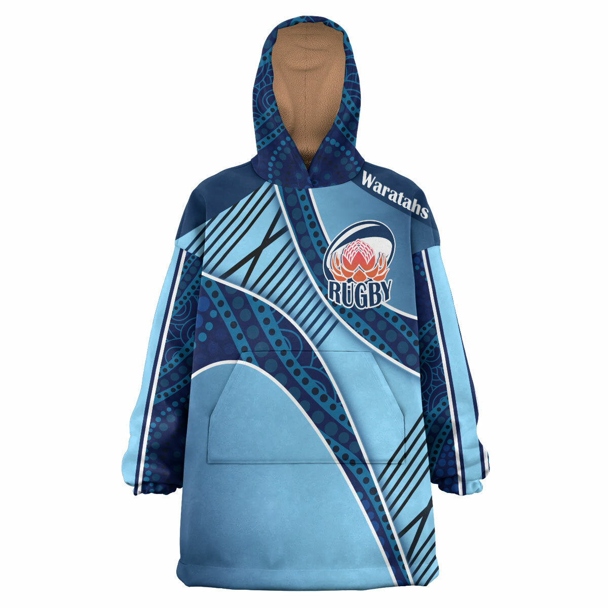 Waratahs Rugby Snug Hoodie - Custom Rugby Ball Logo Wearable Blanket Hoodie RLT14 - Vibe Hoodie Shop