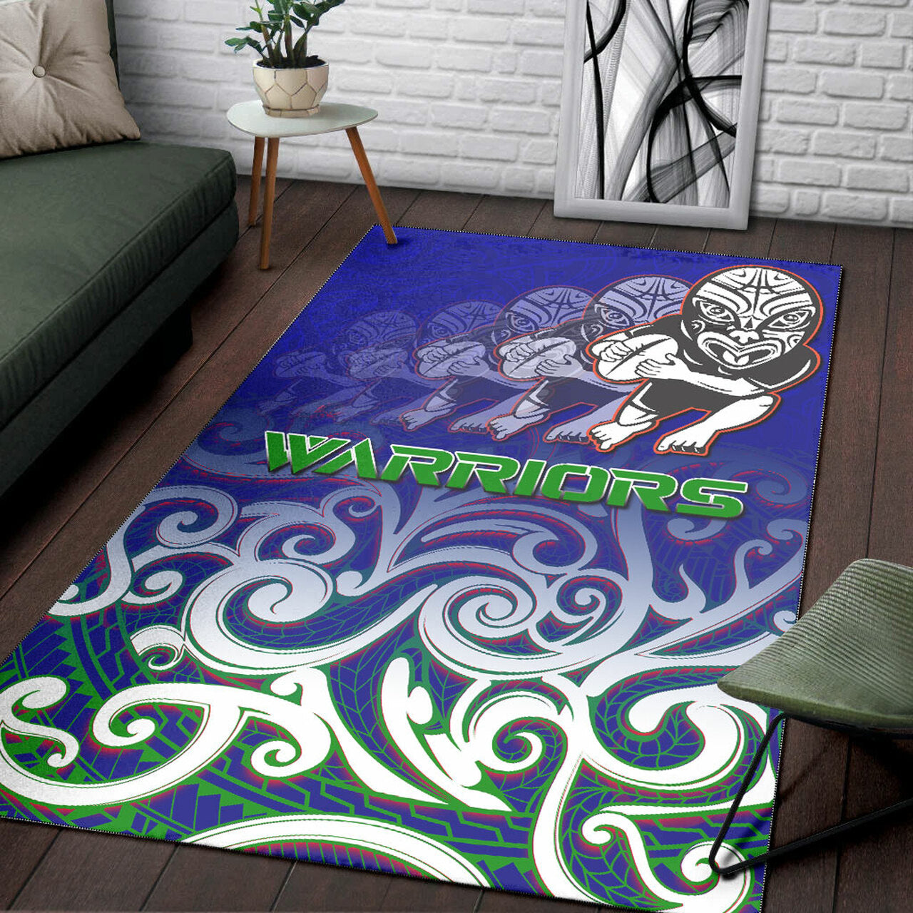 Warriors Rugby Area Rug - Warriors Ruby Maori Patterns Area Rug LT10 - Vibe Hoodie Shop