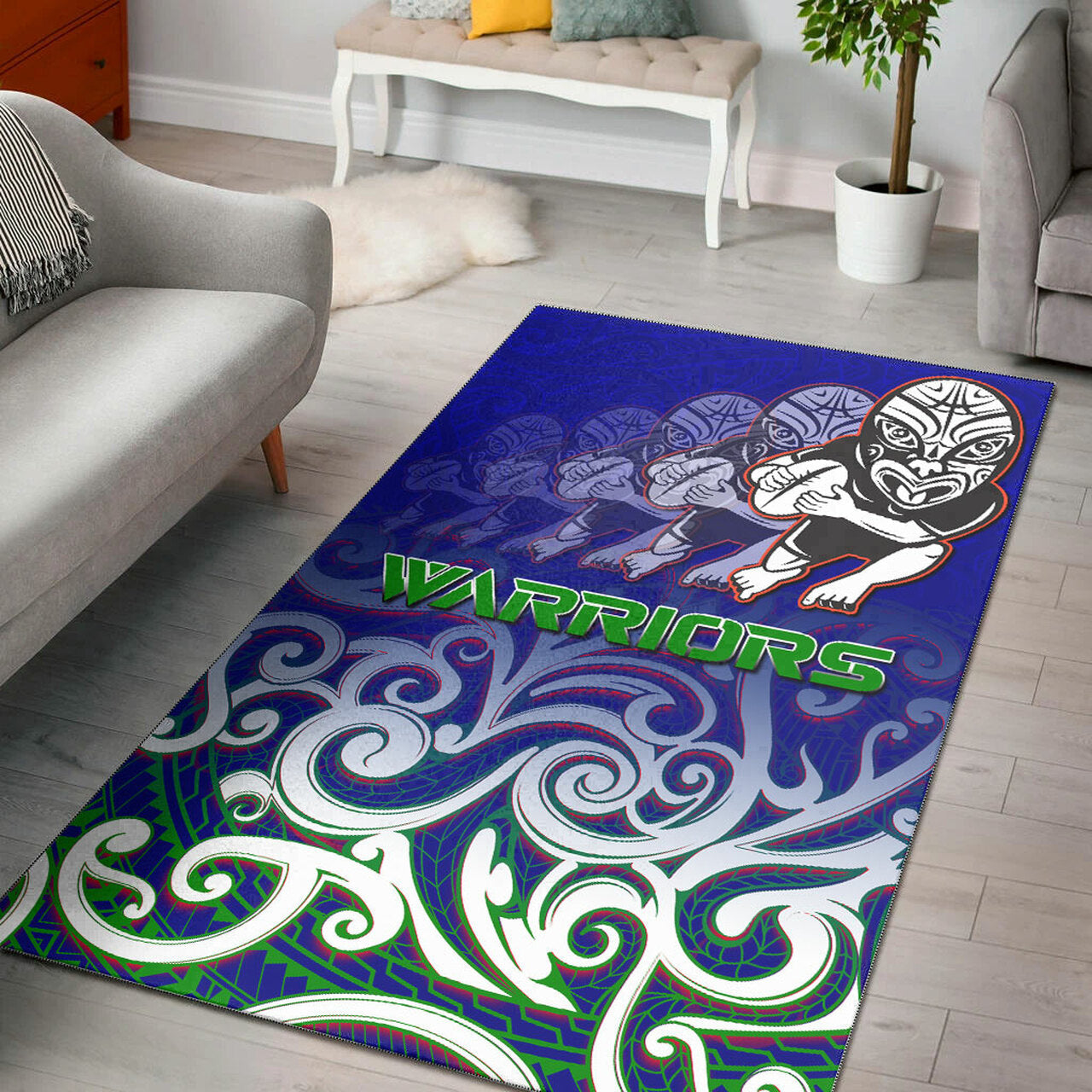 Warriors Rugby Area Rug - Warriors Ruby Maori Patterns Area Rug LT10 - Vibe Hoodie Shop