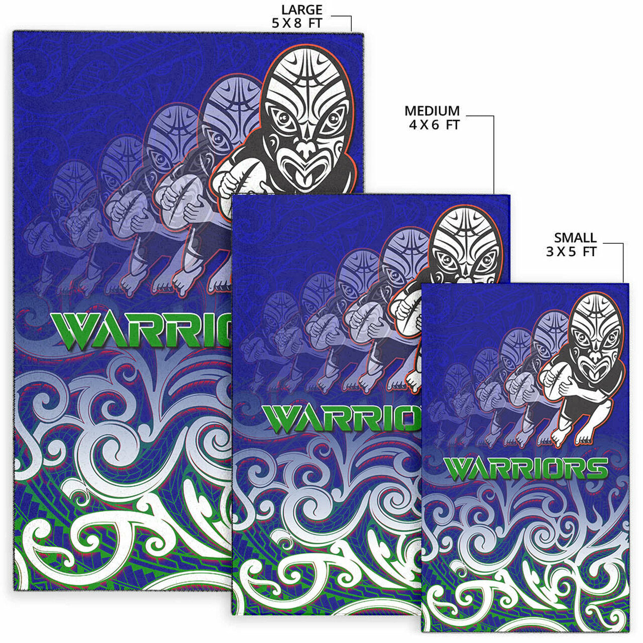 Warriors Rugby Area Rug - Warriors Ruby Maori Patterns Area Rug LT10 - Vibe Hoodie Shop