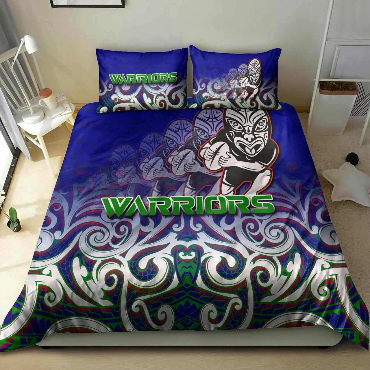 Warriors Rugby Bedding Set - Warriors Ruby Maori Patterns Bedding Set LT10 - Vibe Hoodie Shop