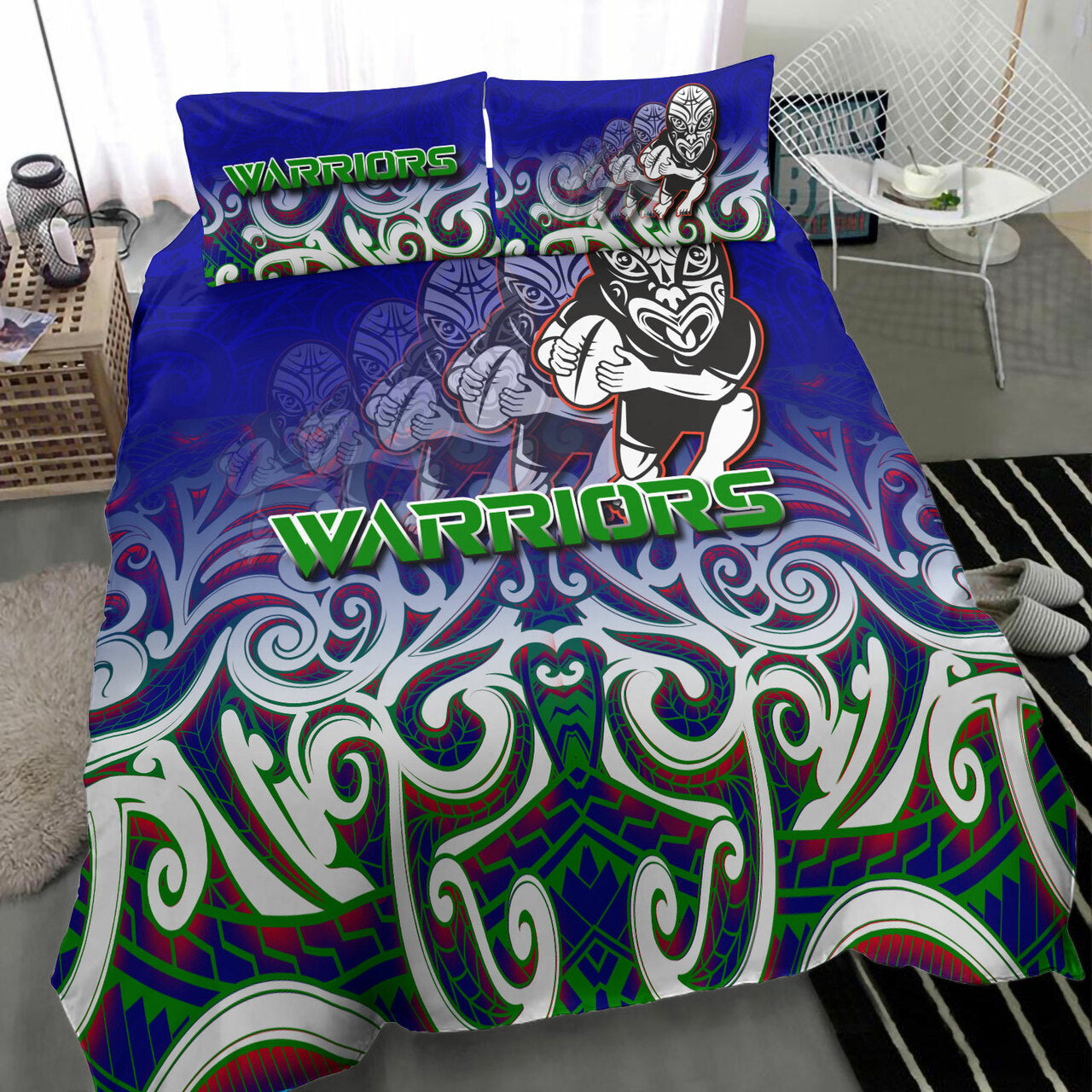 Warriors Rugby Bedding Set - Warriors Ruby Maori Patterns Bedding Set LT10 - Vibe Hoodie Shop
