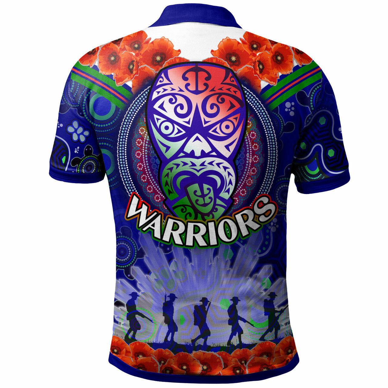 Warriors Rugby Polo Shirt - Custom ANZAC Warriors Aboriginal Dot Art Vector Painting With Turtle Polo Shirt LT10 - Vibe Hoodie Shop
