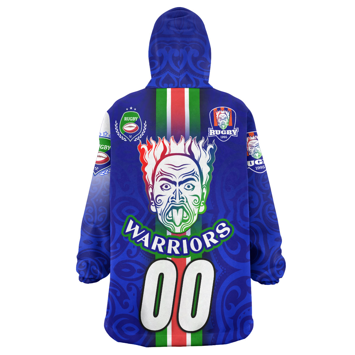 Warriors Rugby Snug Hoodie - Custom Warriors Rugby Ball Maori Patterns Sport Style Wearable Blanket Hoodie - Vibe Hoodie Shop