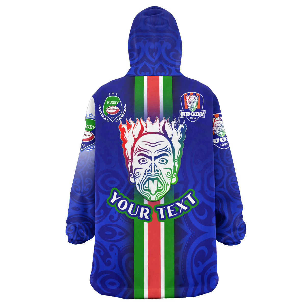 Warriors Rugby Snug Hoodie - Custom Warriors Rugby Ball Maori Patterns Sport Style Wearable Blanket Hoodie - Vibe Hoodie Shop
