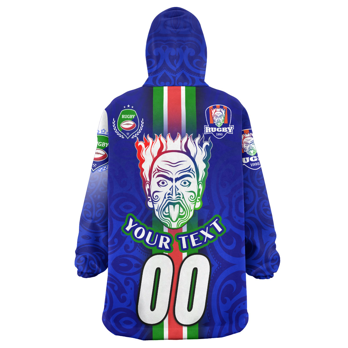 Warriors Rugby Snug Hoodie - Custom Warriors Rugby Ball Maori Patterns Sport Style Wearable Blanket Hoodie - Vibe Hoodie Shop