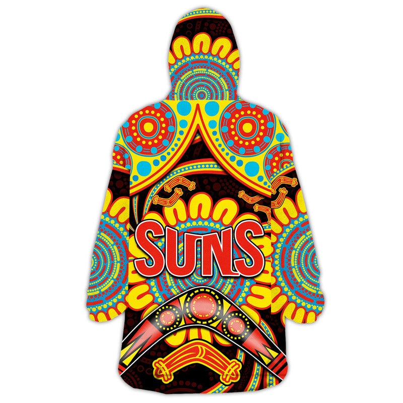 Suns Football Wearable Blanket Hoodie Boomerang Indigenous Dots - Vibe Hoodie Shop
