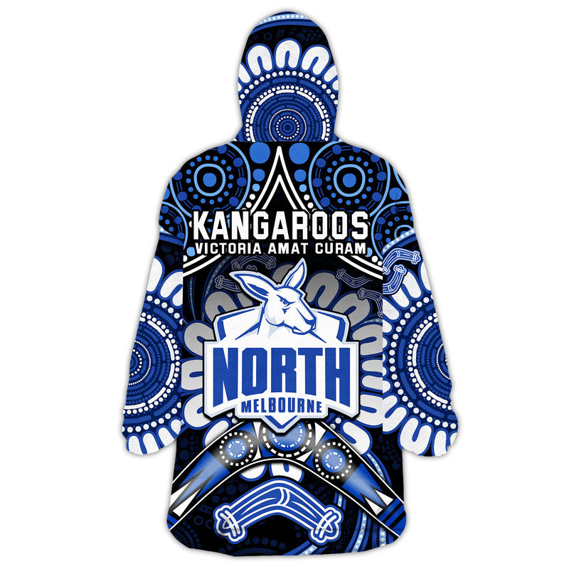 Kangaroos Football Wearable Blanket Hoodie Boomerang Indigenous Dots - Vibe Hoodie Shop