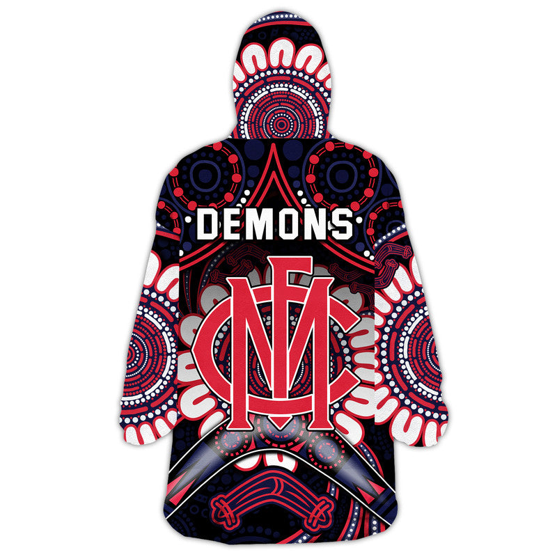 Demons Football Wearable Blanket Hoodie Boomerang Indigenous Dots - Vibe Hoodie Shop