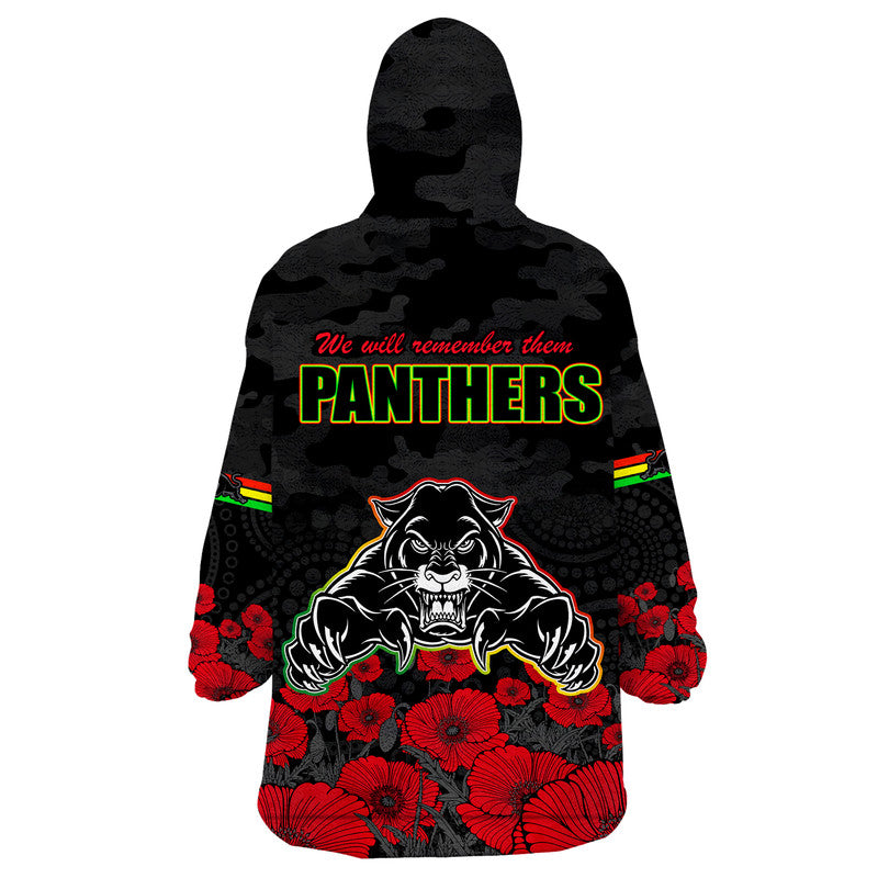 Panthers Rugby ANZAC Wearable Blanket Hoodie Angry Panther Camouflage With Poppy - Vibe Hoodie Shop