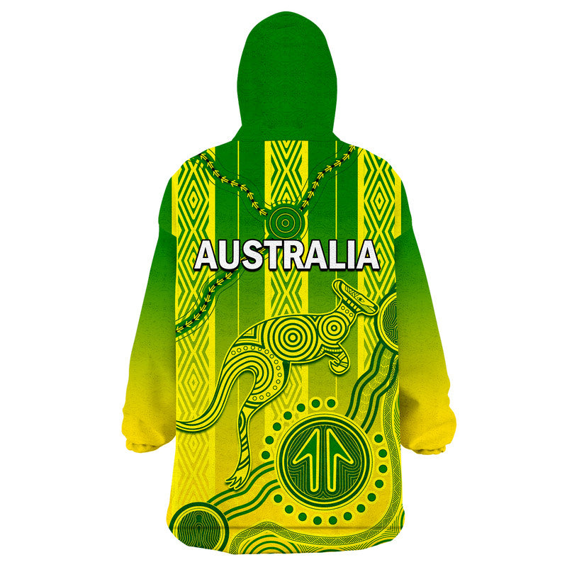 Australia Soccer Wearable Blanket Hoodie Go Aussie Socceroos With Kangaroo - Vibe Hoodie Shop