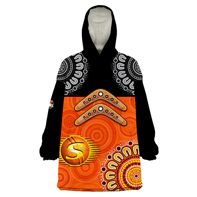 (Custom Personalised) Perth Scorchers Cricket Wearable Blanket Hoodie Aboriginal Double Boomerang - Vibe Hoodie Shop