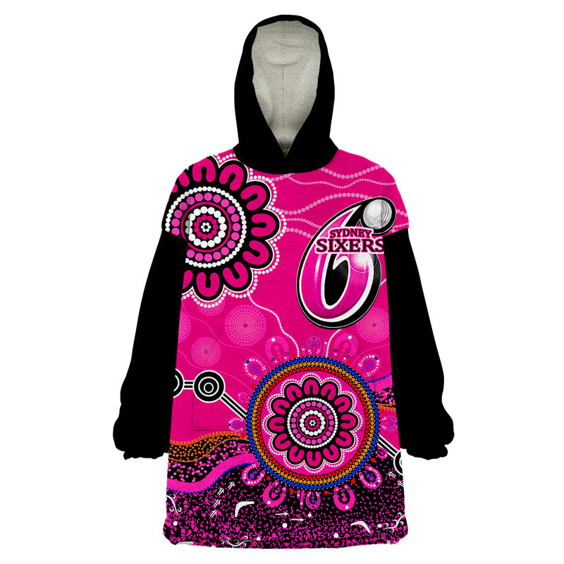 (Custom Personalised) Sydney Sixers Wearable Blanket Hoodie Cricket Indigenous Aboriginal - Vibe Hoodie Shop