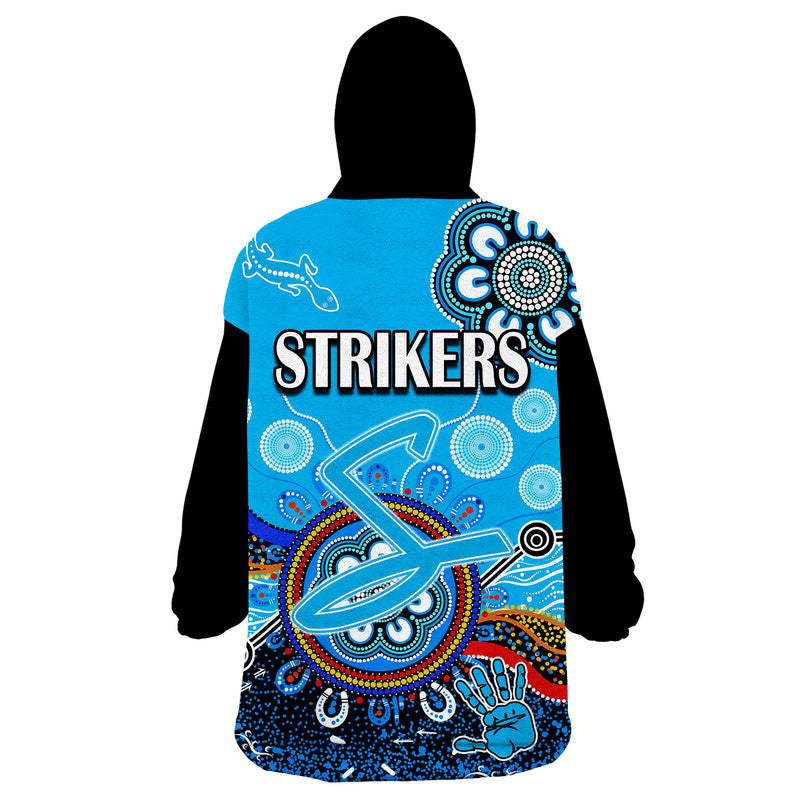 Adelaide Strikers Wearable Blanket Hoodie Cricket Indigenous Aboriginal Lizard Version - Vibe Hoodie Shop