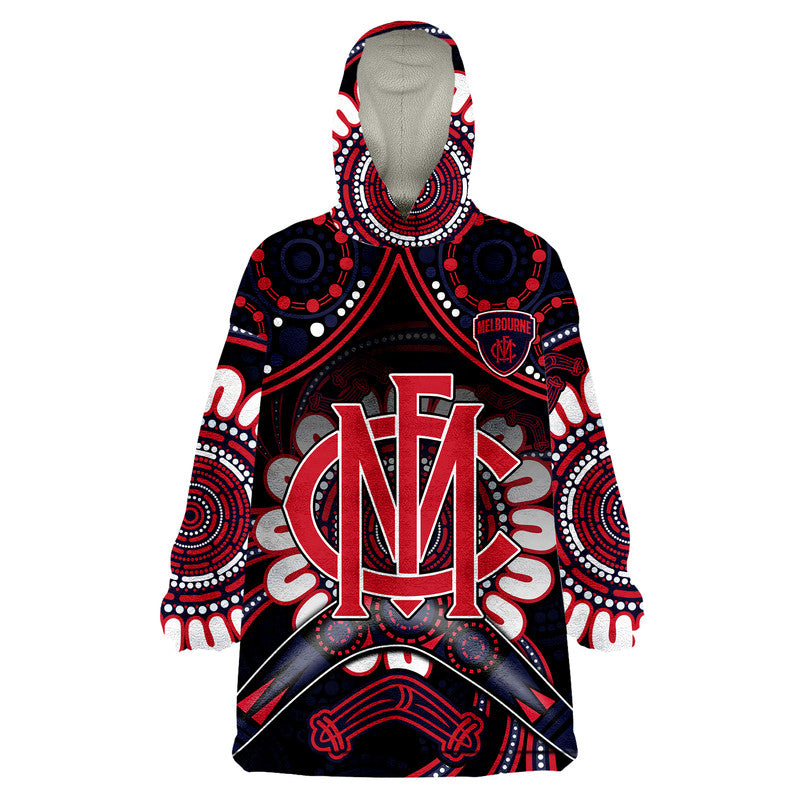 (Custom Personalised) Demons Football Wearable Blanket Hoodie Boomerang Indigenous Dots - Vibe Hoodie Shop