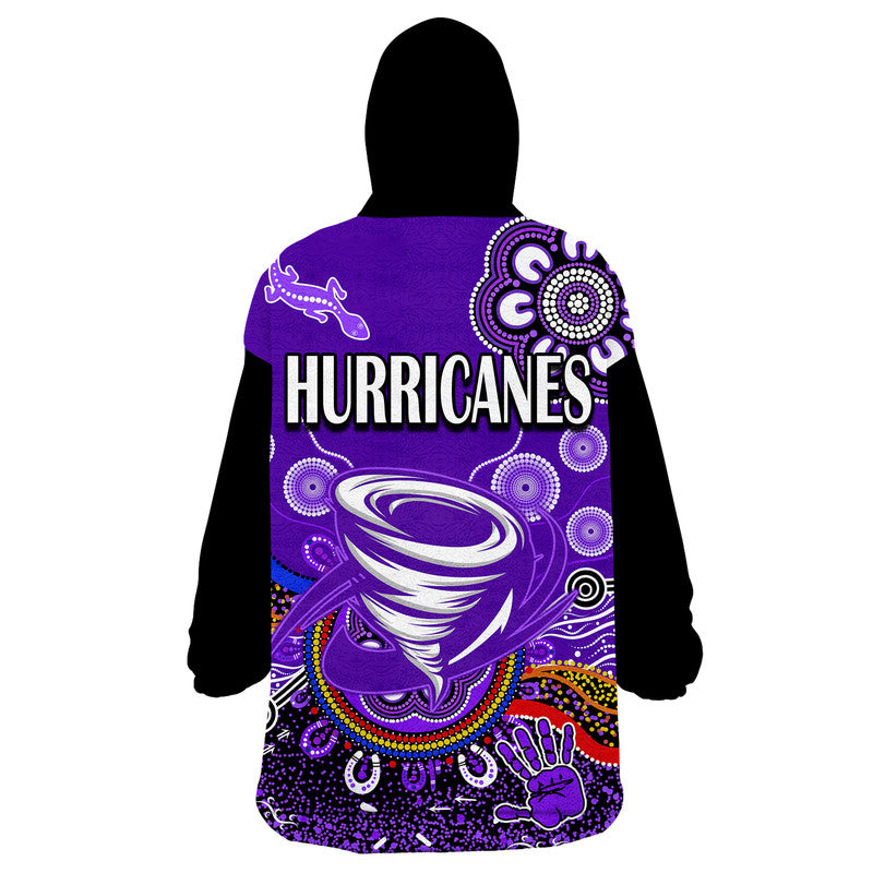 Hobart Hurricanes Wearable Blanket Hoodie Cricket Indigenous Aboriginal Lizard Version - Vibe Hoodie Shop