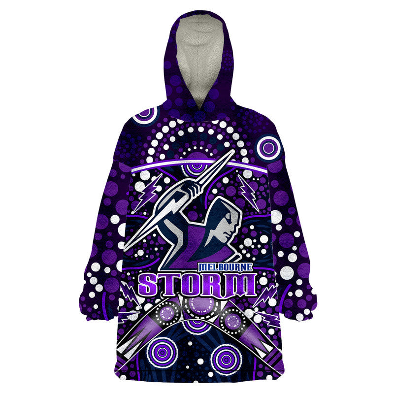 (Custom Personalised) Storm Rugby Wearable Blanket Hoodie Melbourne Boomerang Indigenous Dots - Vibe Hoodie Shop