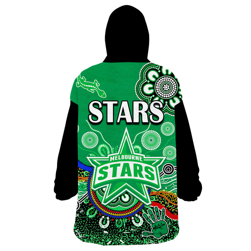 Melbourne Stars Wearable Blanket Hoodie Cricket Indigenous Aboriginal Lizard Version - Vibe Hoodie Shop