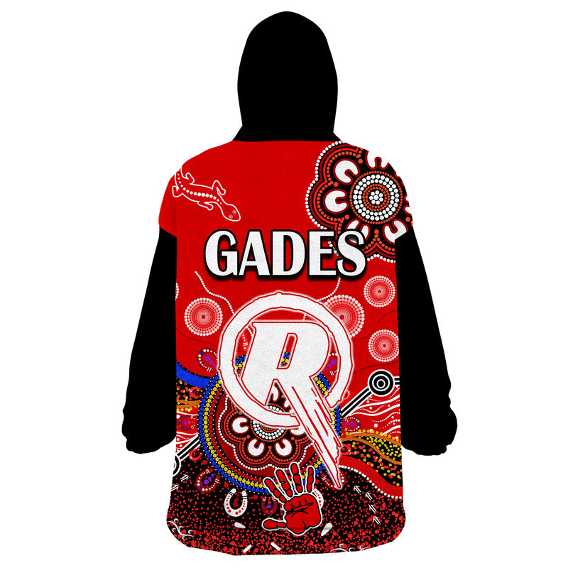 Melbourne Renegades Wearable Blanket Hoodie Cricket Indigenous Aboriginal Lizard Version - Vibe Hoodie Shop