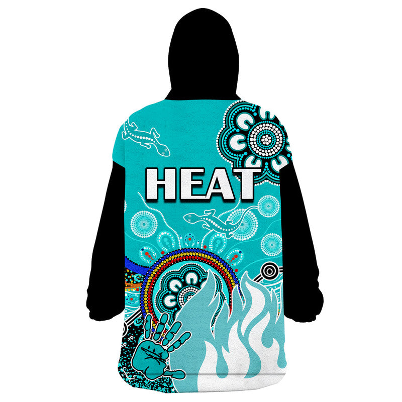 Brisbane Heat Wearable Blanket Hoodie Cricket Indigenous Aboriginal Lizard Version - Vibe Hoodie Shop