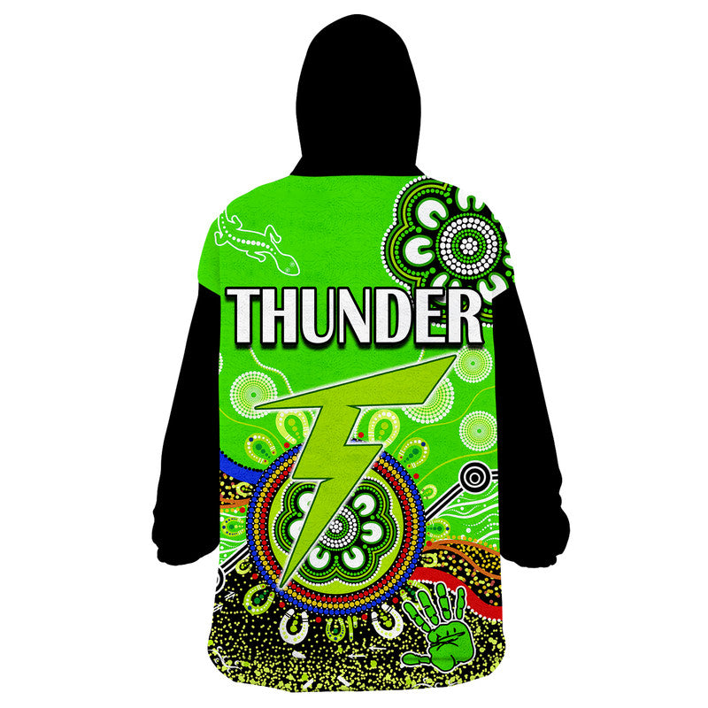 Sydney Thunder Wearable Blanket Hoodie Cricket Indigenous Aboriginal Lizard Version - Vibe Hoodie Shop