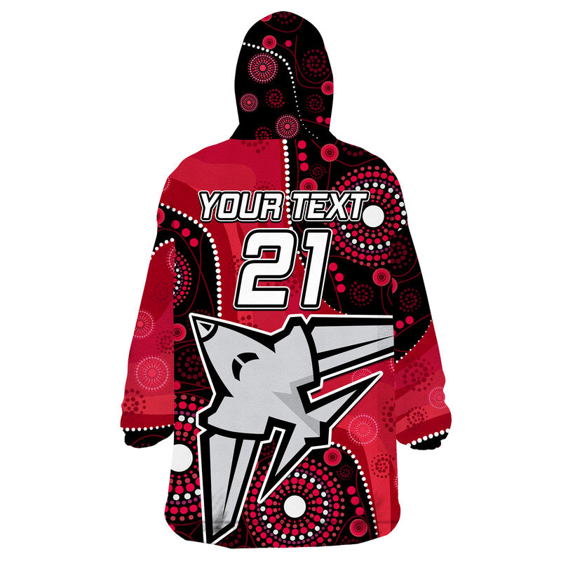 (Custom Personalised) Essendon Football Aboriginal Bombers Wearable Blanket Hoodie - Vibe Hoodie Shop