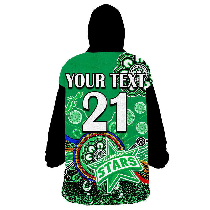 (Custom Personalised) Melbourne Stars Wearable Blanket Hoodie Cricket Indigenous Aboriginal Lizard Version - Vibe Hoodie Shop
