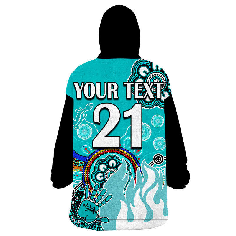 (Custom Personalised) Brisbane Heat Wearable Blanket Hoodie Cricket Indigenous Aboriginal Lizard Version - Vibe Hoodie Shop