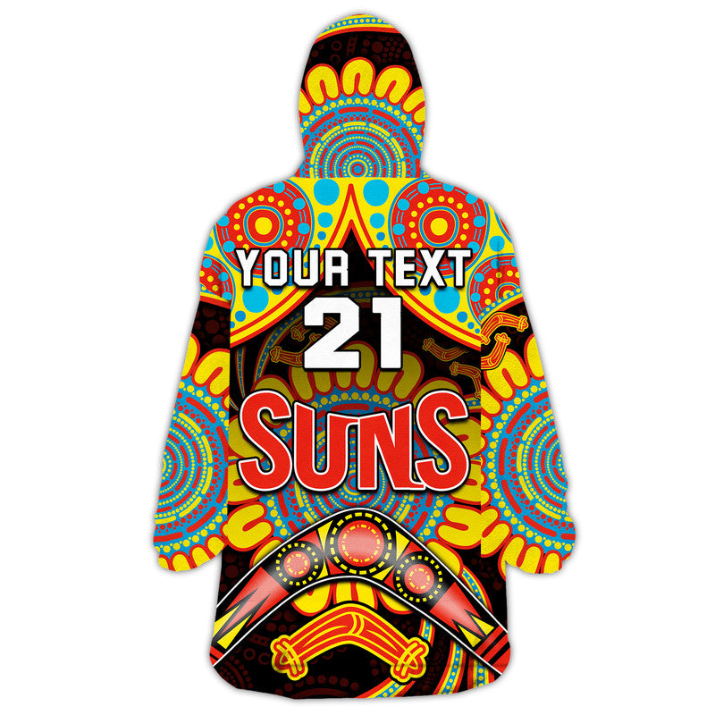 (Custom Personalised) Suns Football Wearable Blanket Hoodie Boomerang Indigenous Dots - Vibe Hoodie Shop