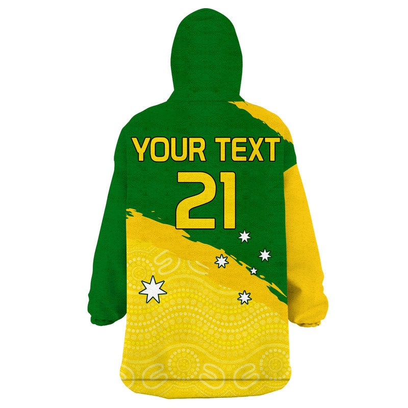 (Custom Personalised) Australia Soccer Wearable Blanket Hoodie World Cup Football Matildas Female Socceroos - Vibe Hoodie Shop