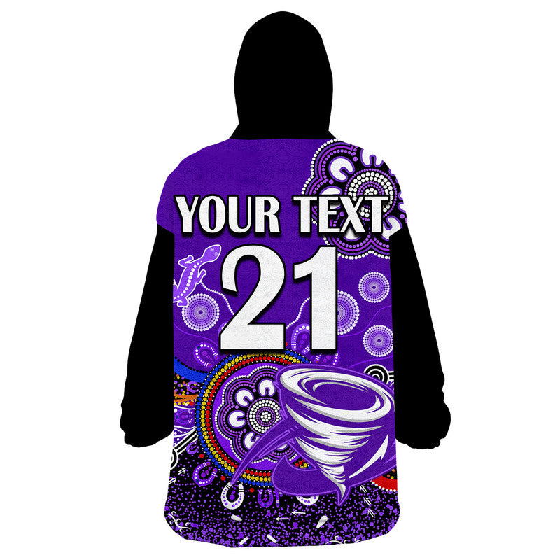 (Custom Personalised) Hobart Hurricanes Wearable Blanket Hoodie Cricket Indigenous Aboriginal Lizard Version - Vibe Hoodie Shop