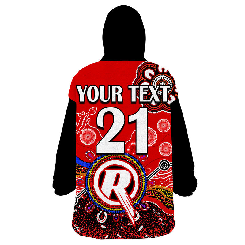 (Custom Personalised) Melbourne Renegades Wearable Blanket Hoodie Cricket Indigenous Aboriginal Lizard Version - Vibe Hoodie Shop