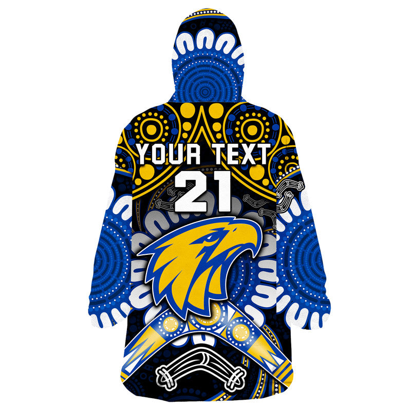 (Custom Personalised) West Coast Eagles Wearable Blanket Hoodie Boomerang Indigenous Dots - Vibe Hoodie Shop