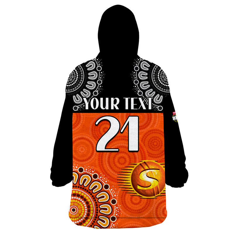 (Custom Personalised) Perth Scorchers Cricket Wearable Blanket Hoodie Aboriginal Double Boomerang - Vibe Hoodie Shop