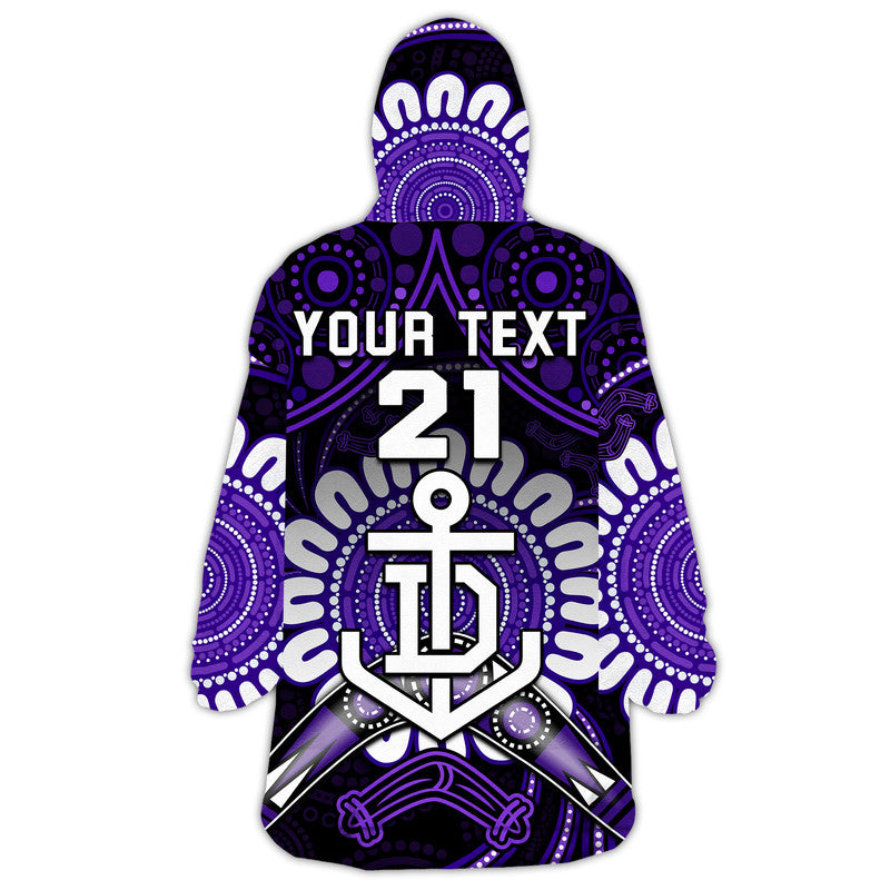 (Custom Personalised) Dockers Football Wearable Blanket Hoodie Boomerang Indigenous Dots - Vibe Hoodie Shop