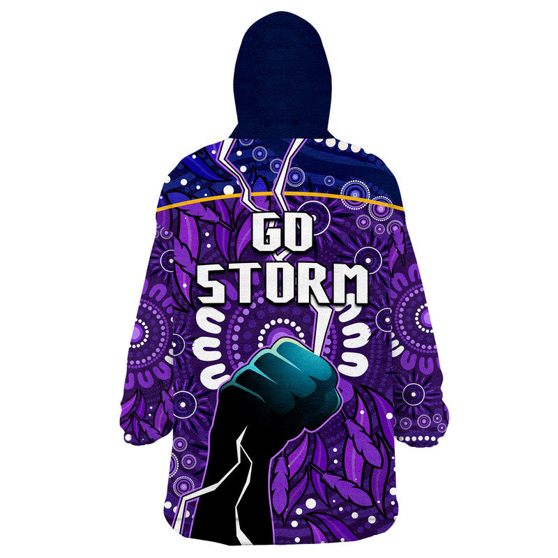 (Custom Personalised) Storm Rugby Wearable Blanket Hoodie Indigenous With Thunder Go Storm - Vibe Hoodie Shop