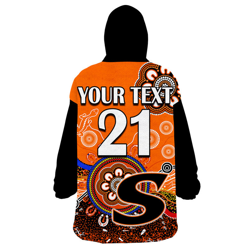 (Custom Personalised) Perth Scorchers Wearable Blanket Hoodie Cricket Indigenous Aboriginal Lizard Version - Vibe Hoodie Shop