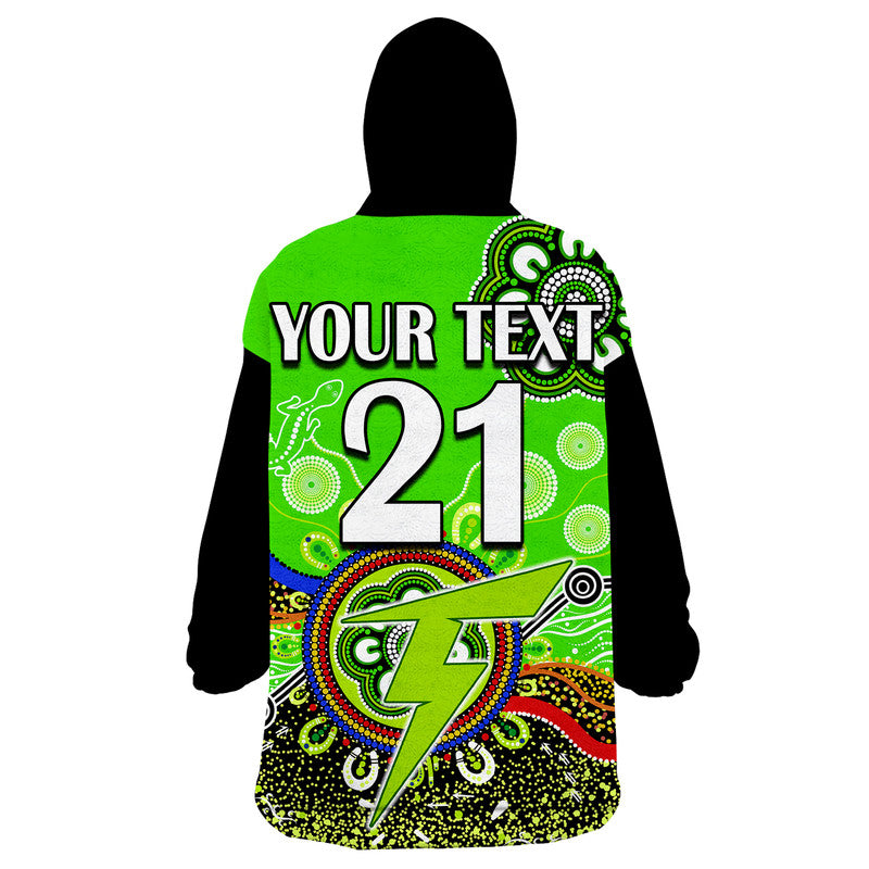 (Custom Personalised) Sydney Thunder Wearable Blanket Hoodie Cricket Indigenous Aboriginal Lizard Version - Vibe Hoodie Shop