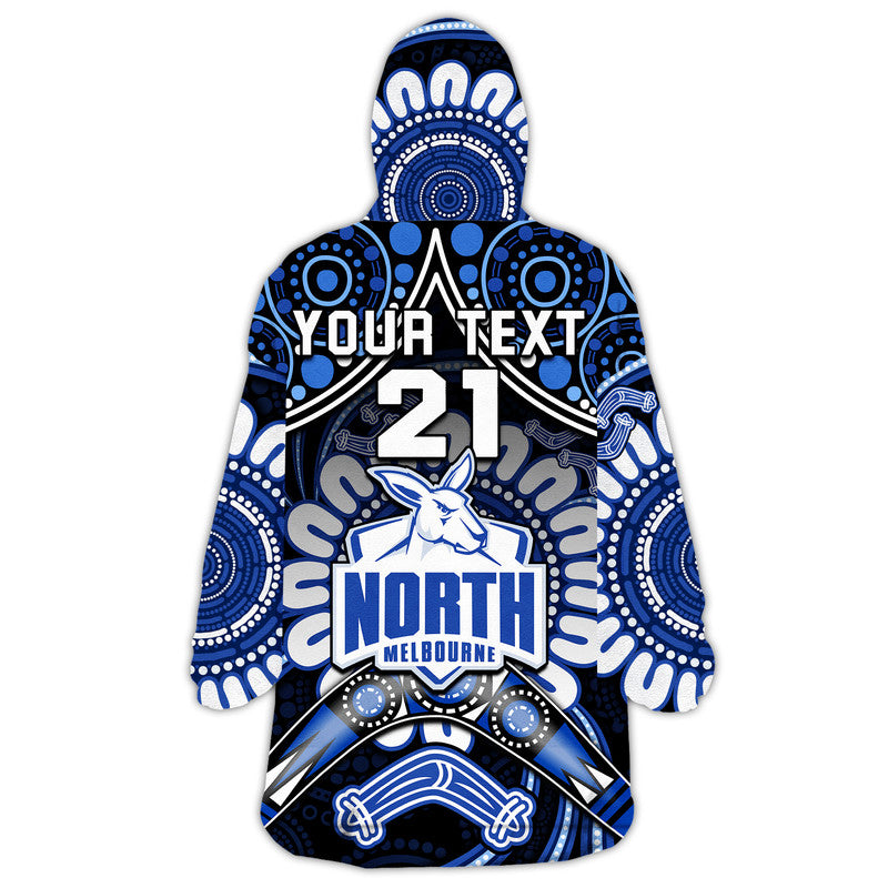 (Custom Personalised) Kangaroos Football Wearable Blanket Hoodie Boomerang Indigenous Dots - Vibe Hoodie Shop