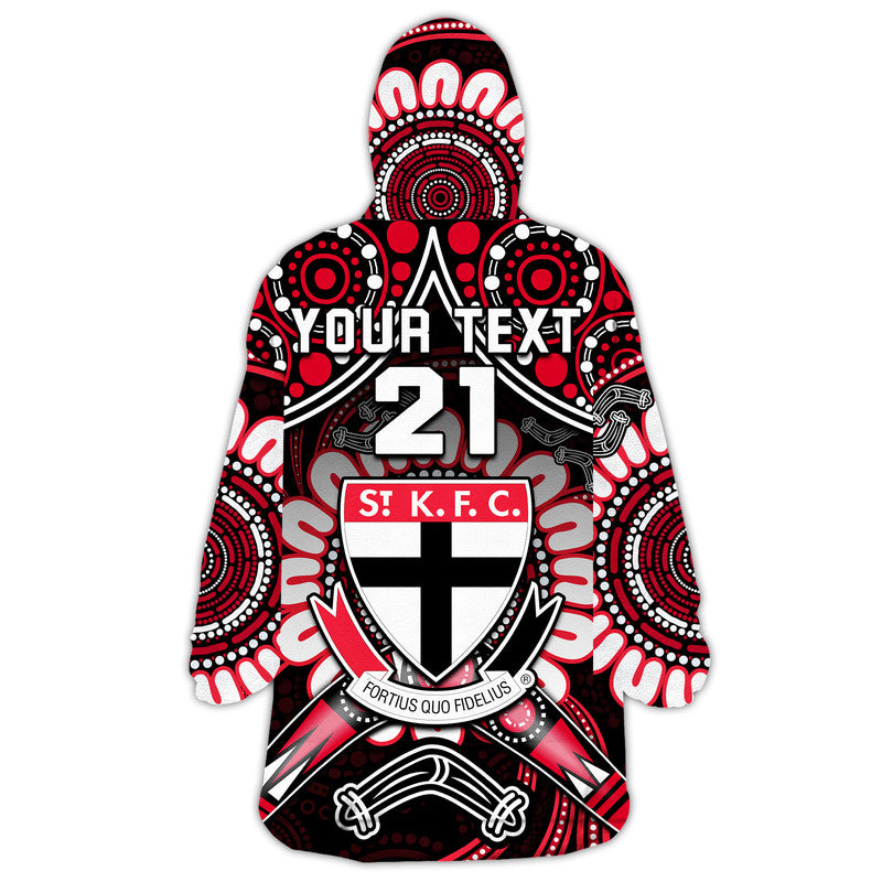 (Custom Personalised) St Kilda Saints Wearable Blanket Hoodie Boomerang Indigenous Dots - Vibe Hoodie Shop