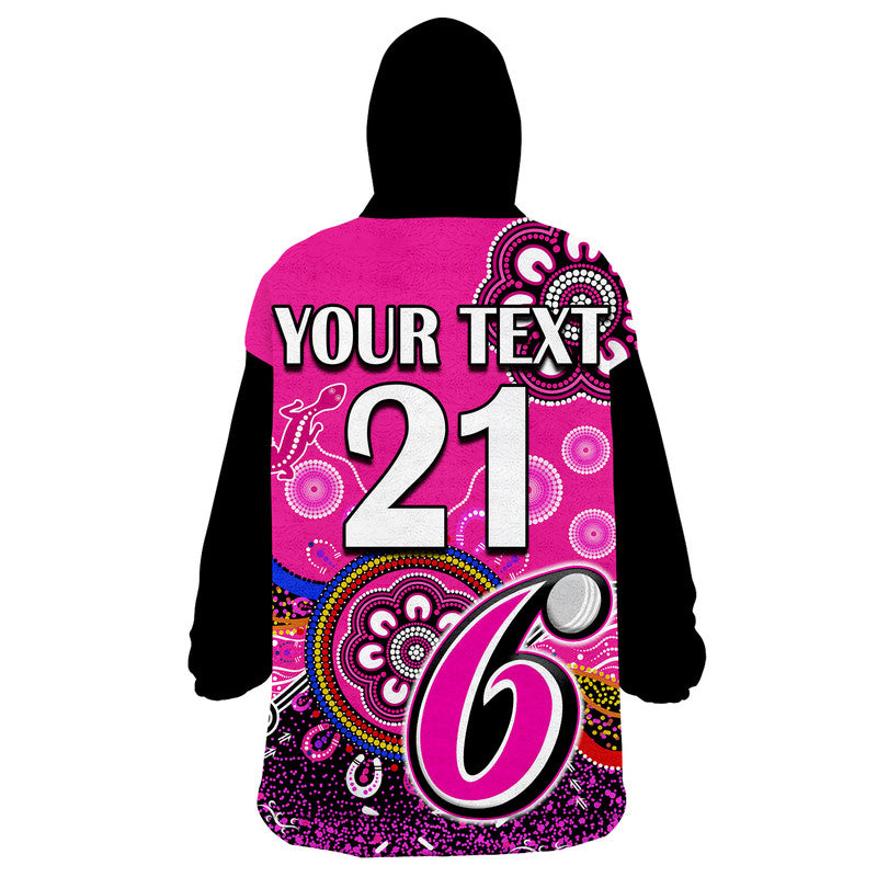(Custom Personalised) Sydney Sixers Wearable Blanket Hoodie Cricket Indigenous Aboriginal Lizard Version - Vibe Hoodie Shop