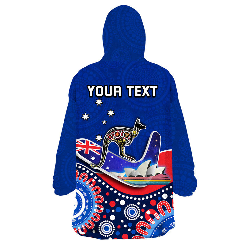 (Custom Personalised) Australia Day Wearable Blanket Hoodie Indigenous Kangaroo And Boomerang - Vibe Hoodie Shop