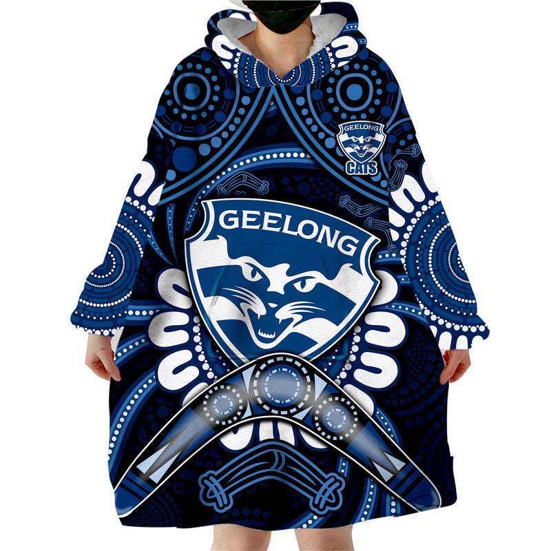 Cats Football Wearable Blanket Hoodie Boomerang Indigenous Dots - Vibe Hoodie Shop