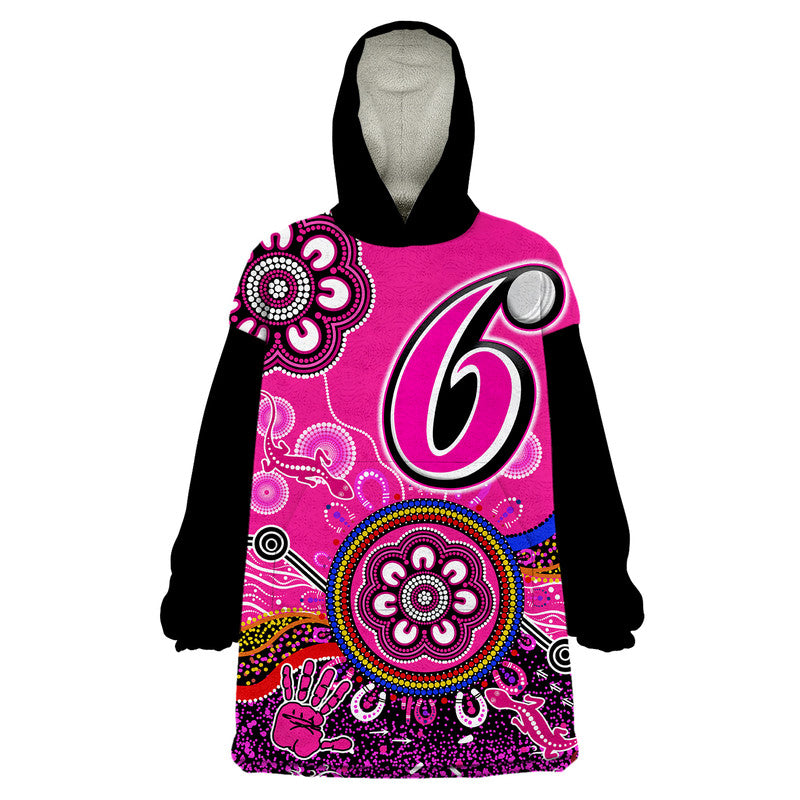 Sydney Sixers Wearable Blanket Hoodie Cricket Indigenous Aboriginal Lizard Version - Vibe Hoodie Shop