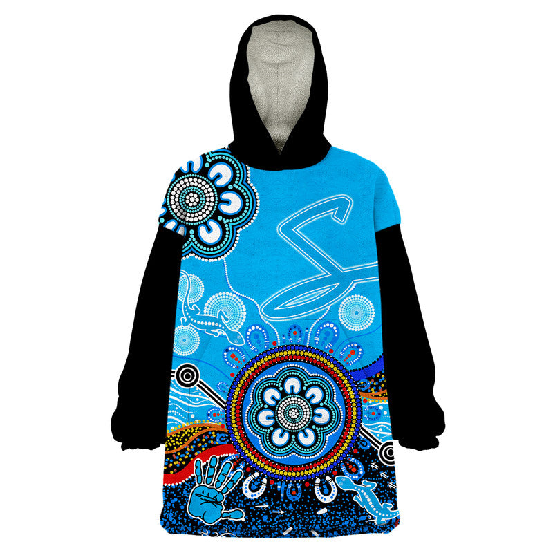 (Custom Personalised) Adelaide Strikers Wearable Blanket Hoodie Cricket Indigenous Aboriginal Lizard Version - Vibe Hoodie Shop