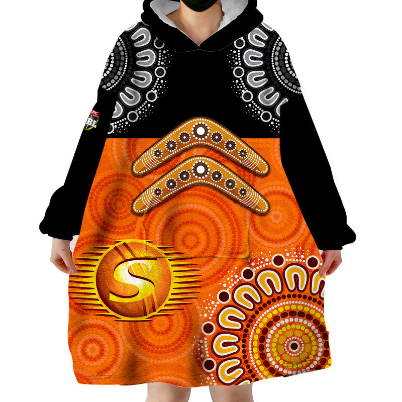 Perth Scorchers Cricket Wearable Blanket Hoodie Aboriginal Double Boomerang - Vibe Hoodie Shop